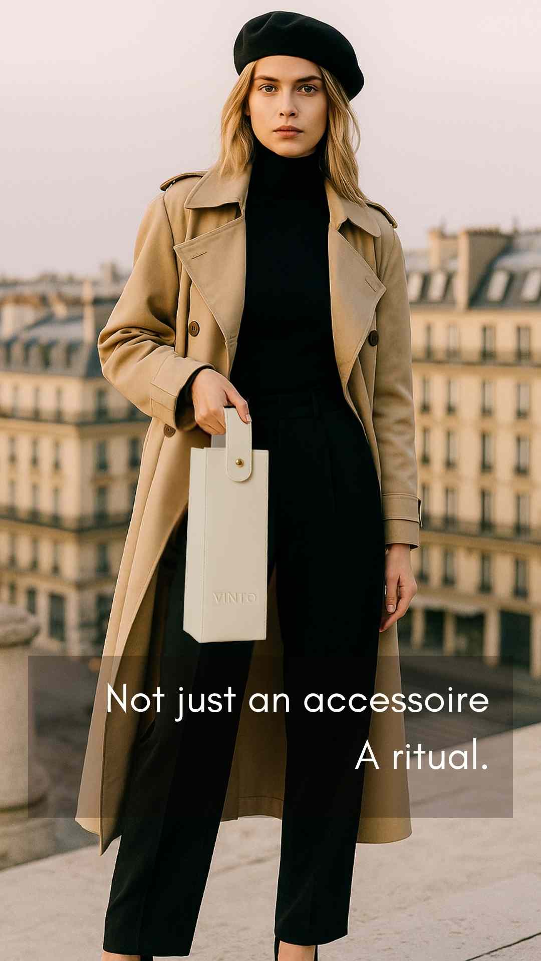 Vegan Leder luxus Weintasche in beige Ivory mit golden knopf Korkenzieher halterung für weinflaschen 